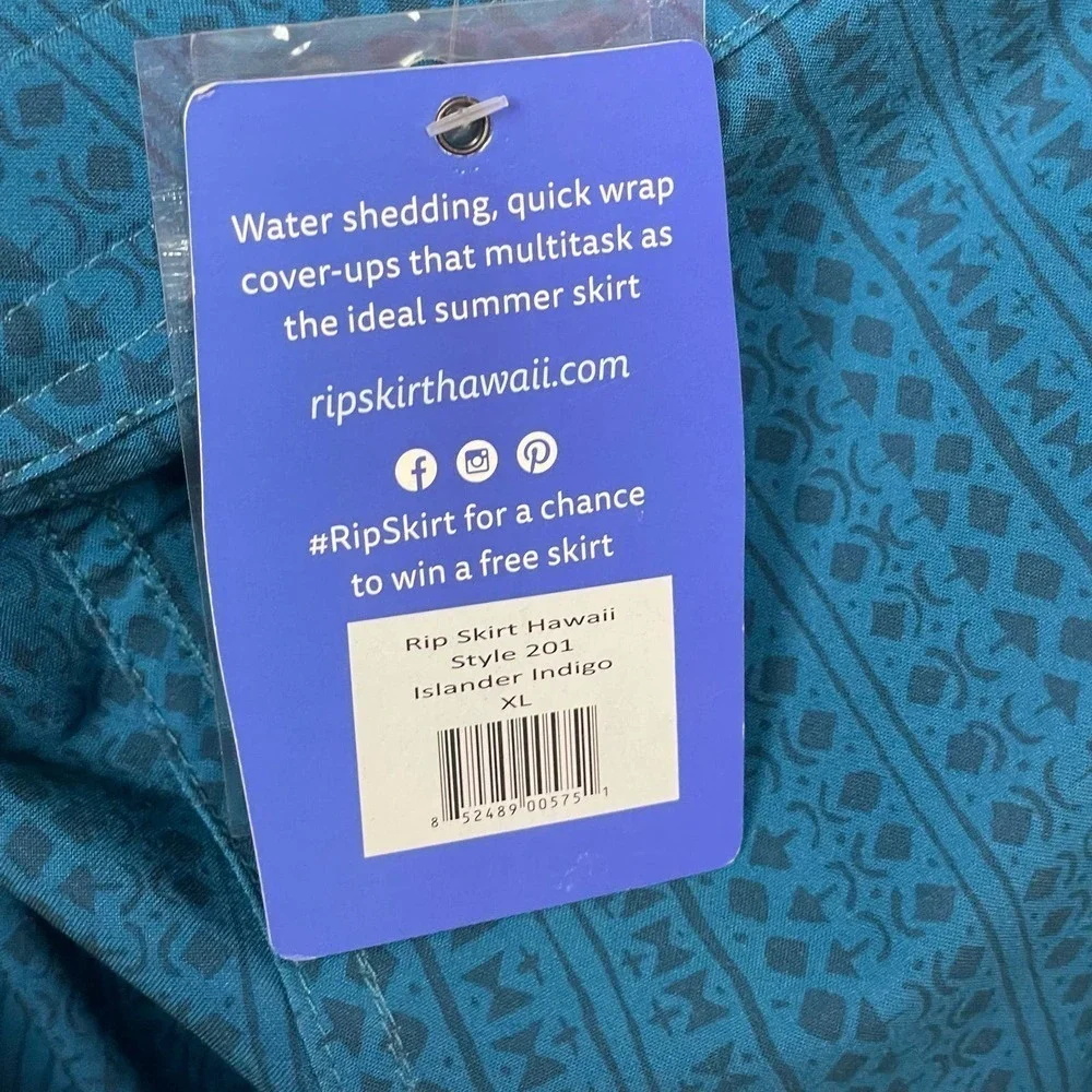NWT RipSkirt Hawaii XL Length 2 Interior Pocket Wrap Teal‎ Insider Indigo Skirt